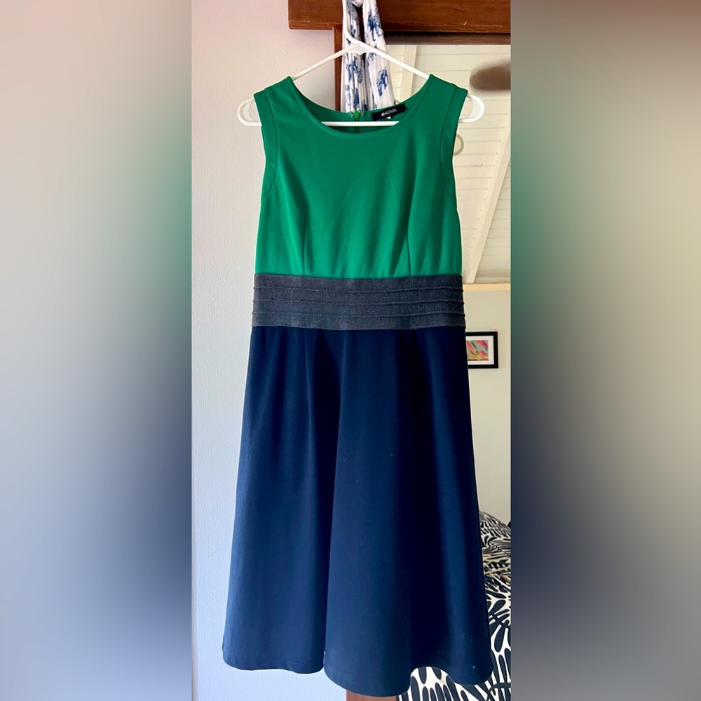 Color block dress - green, grey, black